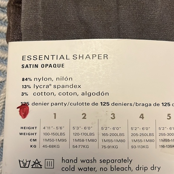 HUE Essential Shaper Satin Opaque Tights - Size 1 - Picture 3 of 4